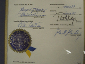 framed copy of signed law